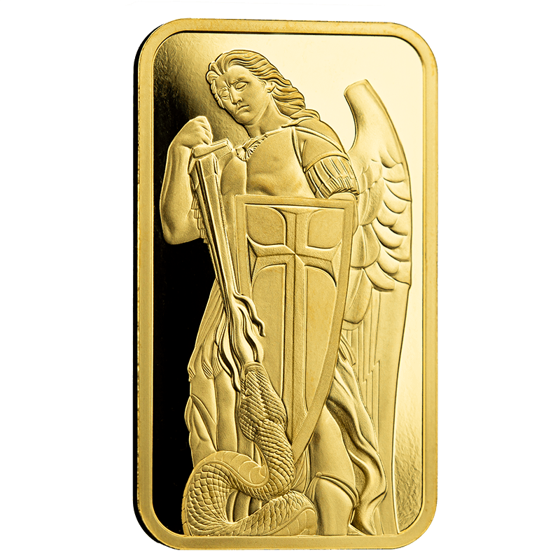 Image for 1 oz Archangel Michael Gold Bar (PAMP Suisse x Scottsdale Mint) from TD Precious Metals